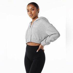 Alphalete Classic Capital Crop Hoodie - (Heather Grey) size small